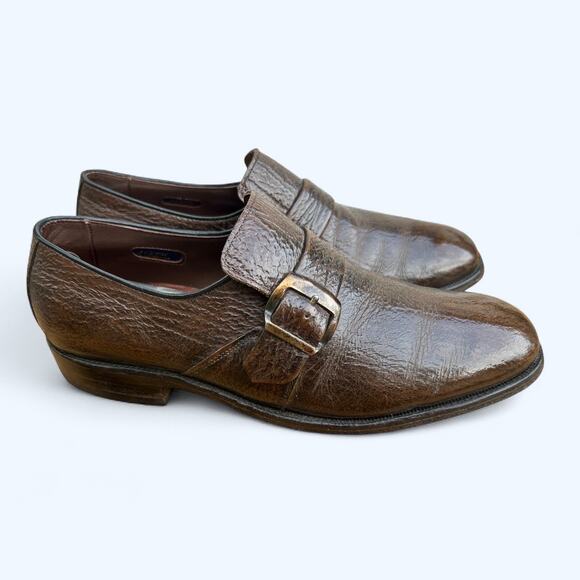 Vintage 70s Allen Edmonds Ostendo Lisbon II Shark Skin Monk Strap Shoes 8.5 C main image 7